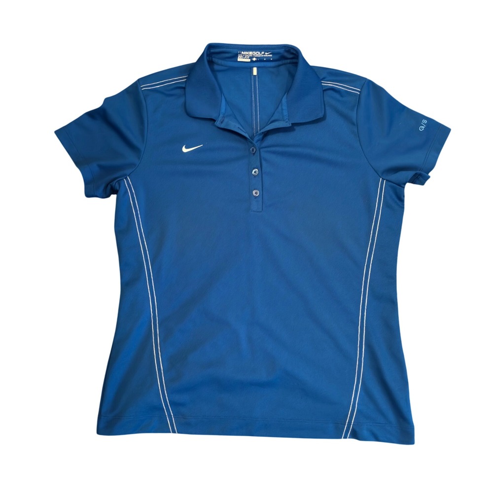 Nike Golf Dri-FIT Polo Shirt Womens Large Blue Short Sleeve Swoosh Performance